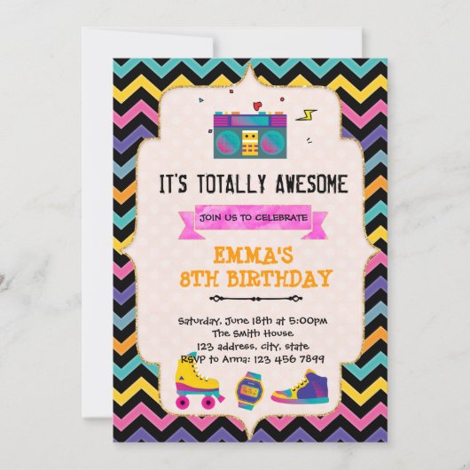80s 90s anniversaire invitation (Devant)