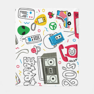 80's 90's Doodle collectie. Fleece Deken