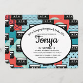 80s 90s Feest Retro Cassette Throw Back Uitnodigin Kaart (Voorkant / Achterkant)