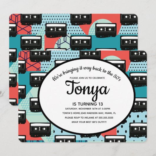 80s 90s Feest Retro Cassetterecord Terugblik Uitno Kaart (Voorkant / Achterkant)