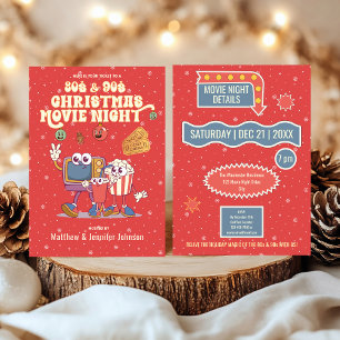 80s & 90s Kerstfilm Nacht Retro Party Kaart