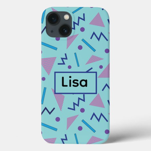 80s 90s Memphis stijl blauwe aangepaste naam Case-Mate iPhone Case (Achterkant)