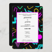 80s 90s Neon Retro Pattern Wedding Invitation (Devant / Derrière)