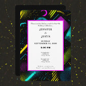 80s 90s Neon Retro Pattern Wedding Invitation