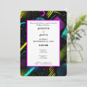 80s 90s Neon Retro Pattern Wedding Invitation (Debout devant)