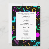80s 90s Neon Retro Pattern Wedding Invitation Kaart (Voorkant)
