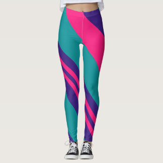 80s 90s Retro Abstract Swirl Kleur Blok Leggings