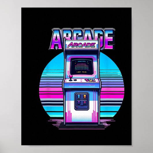 80s 90s  Retro Arcade Videospel Oude School Poster (Voorkant)