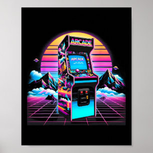 80s 90s  Retro Arcade Videospel Oude School Poster
