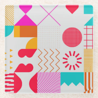 80s-90s Trendy geometrische achtergrond Glazen Onderzetter