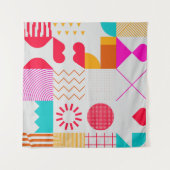 80s-90s Trendy geometrische achtergrond Wandkleed (Voorkant (horizontaal))