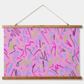 80s afdrukken in roze hangend wandkleed (Voorkant)