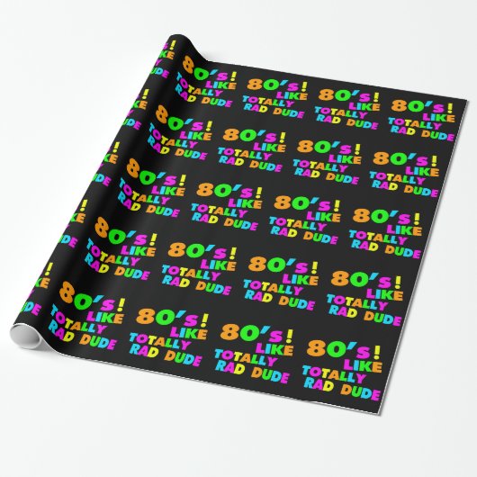 '80's als Rad Man Neon' Cadeaupapier (Uitgerold)