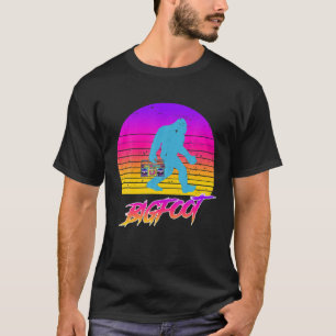 80S Bigfoot Sunset Boombox Retro  T-shirt
