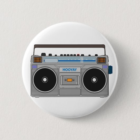 80'S BOOMBOX/GHETTO BLASTER RONDE BUTTON 5,7 CM (Voorkant)