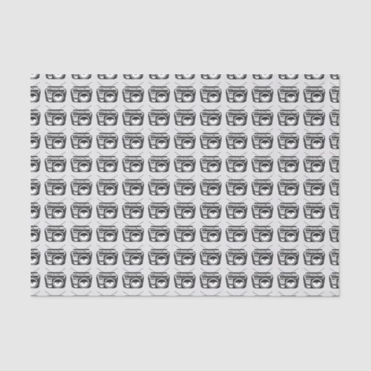 80s Boombox Grey Pattern opnieuw Tissuepapier (Voorkant)