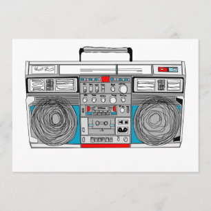 '80s 'boombox'-uitnodiging kaart