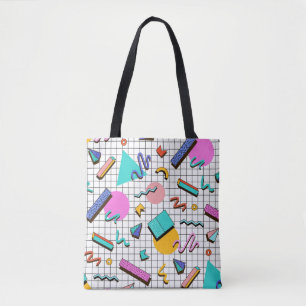 80s Bright Checkered: geometrisch. Draagtas
