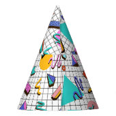 80s Bright Checkered:  geometrisch. Feesthoedjes (Achterkant)