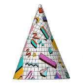 80s Bright Checkered:  geometrisch. Feesthoedjes (Rechts)