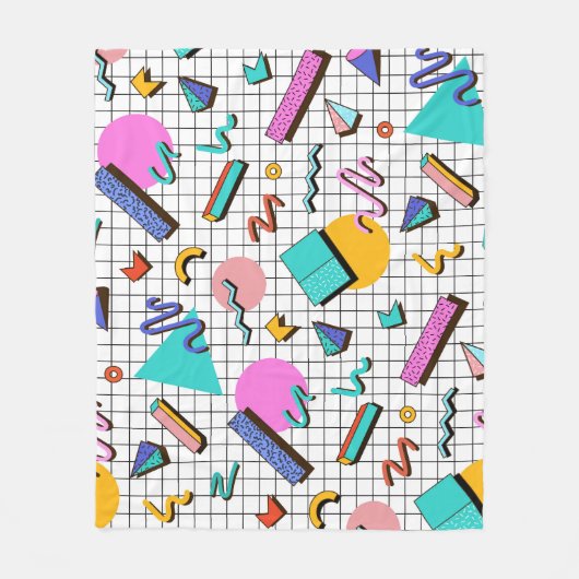 80s Bright Checkered: geometrisch. Fleece Deken (Voorkant)