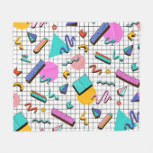80s Bright Checkered: geometrisch. Fleece Deken (Voorkant (Horizontaal))