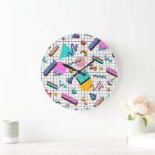 80s Bright Checkered: geometrisch. Grote Klok (Huis)