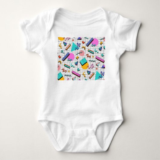 80s Bright Checkered: geometrisch. Romper (Voorkant)