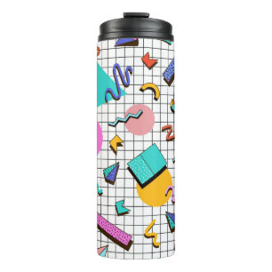 80s Bright Checkered: geometrisch. Thermosbeker
