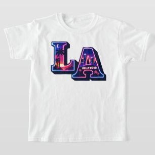 80s California stijl Neon LA typografie kunst T-shirt