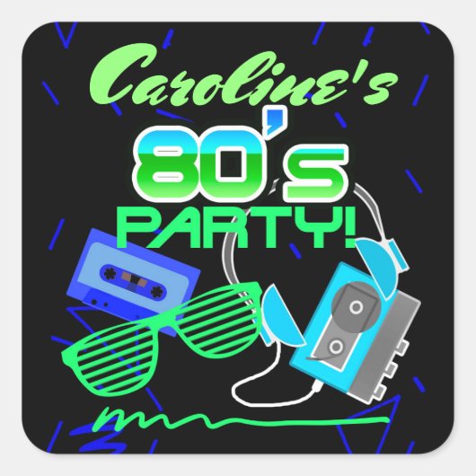 80s Cassettebandje Partij Vierkante Sticker (Voorkant)