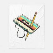 80s Cassettebandje Potlood 1980s Retro  Drow Fleece Deken (Voorkant)