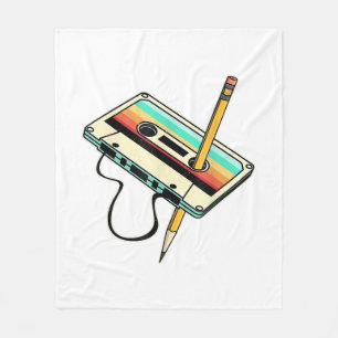 80s Cassettebandje Potlood 1980s Retro Drow Fleece Deken