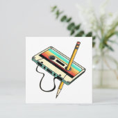 80s Cassettebandje Potlood 1980s Retro  Drow Kaart (Staand voorkant)