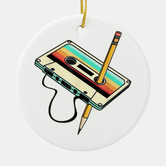 80s Cassettebandje Potlood 1980s Retro  Drow Keramisch Ornament (Voorkant)