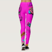 80s Collage Art Leggings Hot Rose (Dos)