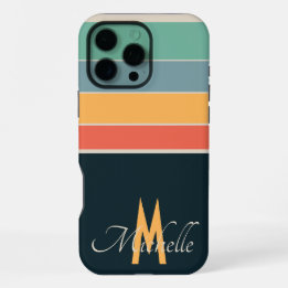 80s COlorful Stripe eenvoudig monogrammed iPhone 16 Pro Max Hoesje