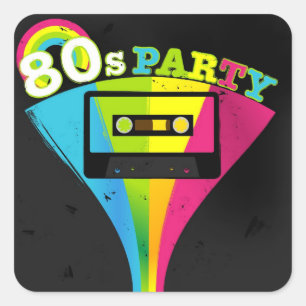80s de Achtergrond van de Partij Vierkante Sticker