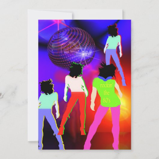 80s de uitnodiging van de partij 80s disco fluores (Voorkant)