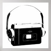 80's draagbare Cassette speler, Walkman. Poster (Voorkant)