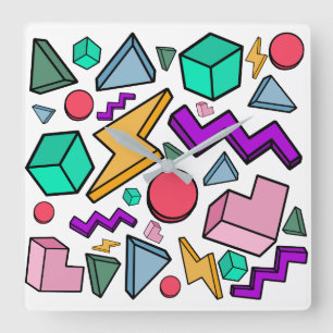 80s Esthetiek Vintage Retro Vierkante Klok