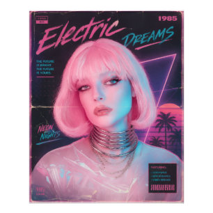 80s esthetische synthwave roze foto afdruk