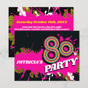 80's Feest verjaardag of evenement retro roze uitn Kaart