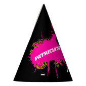 80's Feest verjaardag of evenement retro roze zwar Feesthoedjes (Links)