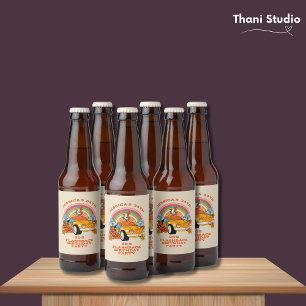 80s Flashback Retro Verjaardagsfeestje Beige Bier Etiket