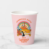 80s Flashback  Retro Verjaardagsfeestje Roze Papieren Bekers (Voorkant)