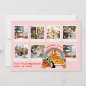 80s Flashback  Retro Verjaardagsfoto Roze Bedankkaart (Voorkant)