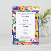 80s Graphics Retro Pattern Wedding Invitation (Debout devant)