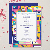 80s Graphics Retro Pattern Wedding Invitation