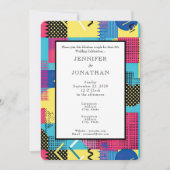 80s Graphics Retro Pattern Wedding Invitation (Devant)